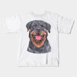 Rottweiler Watercolor Art Kids T-Shirt